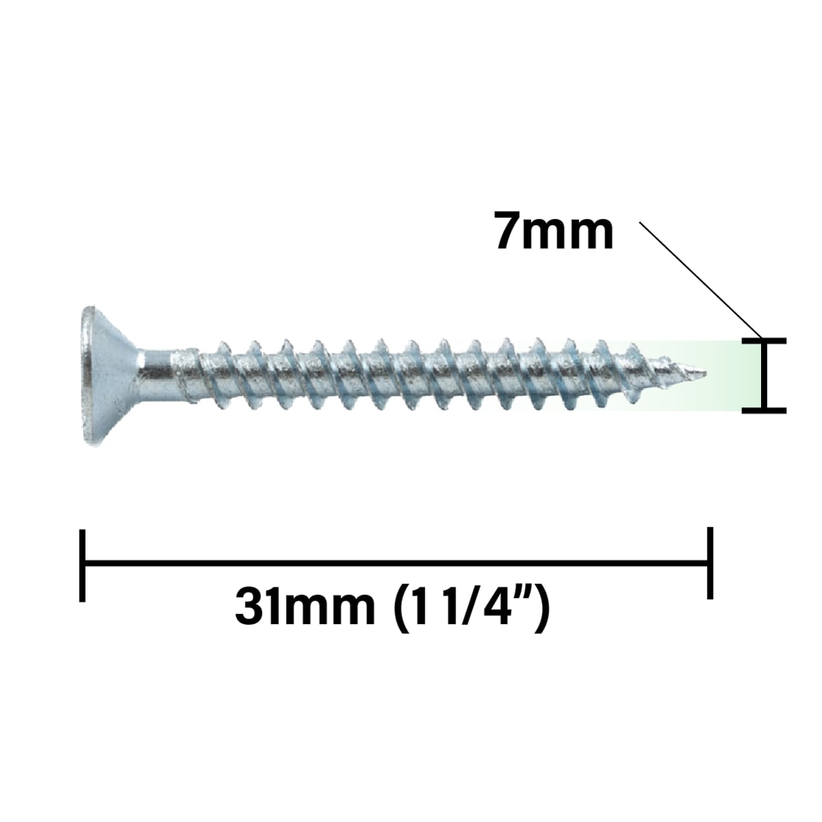 Rikä TWSR014 Woodscrew Twin-Thread CSK BZP 7 x 1 1/4in 200pk